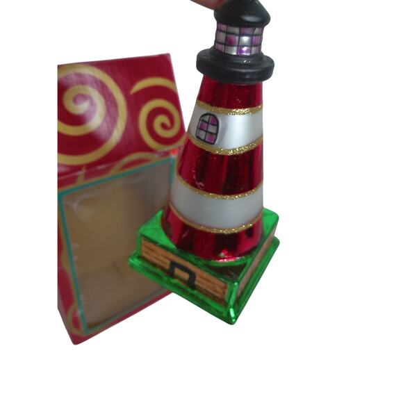 Vintage Kurt Adler Glass Lighthouse Christmas Ornament - Picture 8 of 8